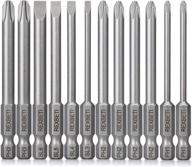 🔧 rexbeti slotted phillips screwdriver bit set - 12 piece 1/4 inch hex shank s2 steel magnetic drill bits, 3 inch long logo