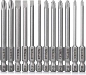 img 4 attached to 🔧 REXBETI Slotted Phillips Screwdriver Bit Set - 12 Piece 1/4 Inch Hex Shank S2 Steel Magnetic Drill Bits, 3 Inch Long