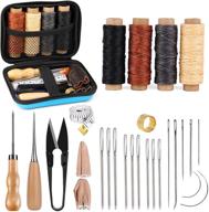 seo-friendly leather sewing kit with large-eye stitching needles, waxed thread, and supplies for diy leather craft, upholstery repair, and leatherworking tools logo