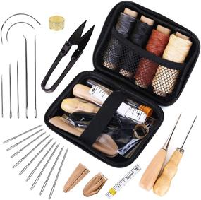 img 3 attached to SEO-friendly Leather Sewing Kit with Large-Eye Stitching Needles, Waxed Thread, and Supplies for DIY Leather Craft, Upholstery Repair, and Leatherworking Tools