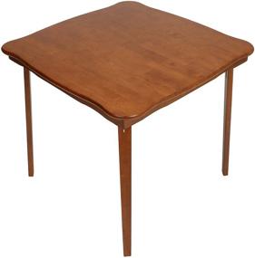 img 3 attached to 🎴 MECO STAKMORE Folding Card Table with Scalloped Edge in Elegant Cherry Finish