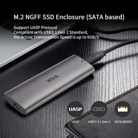 img 3 attached to Tool-Free M.2 SATA SSD Enclosure Reader, USB 3.1 Gen 2(6Gbps) Type-C External SSD Adapter - SSK Support UASP Trim for M2 SATA NGFF 2242/2260/2280 SSD with B Key/B+M Key