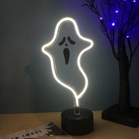 img 3 attached to Halloween Cute Ghost Neon Sign: Spook up Your Space with White Ghost Table Decor