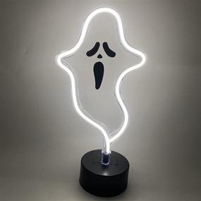 img 1 attached to Halloween Cute Ghost Neon Sign: Spook up Your Space with White Ghost Table Decor