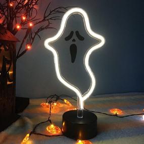 img 2 attached to Halloween Cute Ghost Neon Sign: Spook up Your Space with White Ghost Table Decor