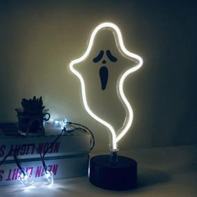 img 4 attached to Halloween Cute Ghost Neon Sign: Spook up Your Space with White Ghost Table Decor