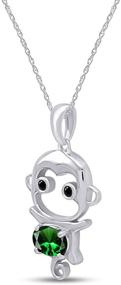 img 3 attached to 🐒 Adorable Simulated Gemstone Monkey Pendant Necklace: 14K White Gold Over Sterling Silver