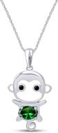 🐒 adorable simulated gemstone monkey pendant necklace: 14k white gold over sterling silver logo