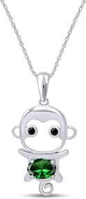 img 4 attached to 🐒 Adorable Simulated Gemstone Monkey Pendant Necklace: 14K White Gold Over Sterling Silver