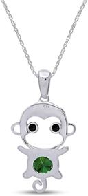 img 2 attached to 🐒 Adorable Simulated Gemstone Monkey Pendant Necklace: 14K White Gold Over Sterling Silver