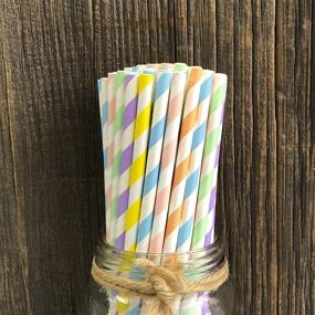 img 3 attached to Pastel Stripe Paper Straws Lavender