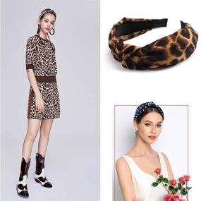 img 1 attached to 🎀 Jaciya Velvet Wide Headbands 6 Pack: Vintage Knot Leopard Turban Hairbands with Faux Pearl, Perfect Hair Accessories Gift for Women and Girls