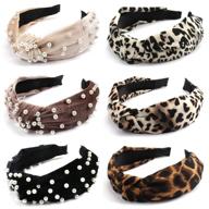 🎀 jaciya velvet wide headbands 6 pack: vintage knot leopard turban hairbands with faux pearl, perfect hair accessories gift for women and girls logo