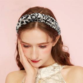 img 2 attached to 🎀 Jaciya Velvet Wide Headbands 6 Pack: Vintage Knot Leopard Turban Hairbands with Faux Pearl, Perfect Hair Accessories Gift for Women and Girls