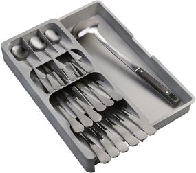 img 4 attached to 📦 Expandable Kitchen Drawer Organizer - Adjustable Utensils Silverware Tray for Drawer Storage, Large Size - Gray, for Spoon, Knife, and Fork Partitioning - KAKUNM