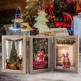 img 1 attached to 🖼️ AEVETE Triple 5x7 Picture Frames: Elegant Hinged Wood Frame with 3 Vertical Openings and Glass Front