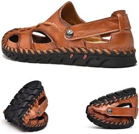 img 2 attached to 👟 CEKeugo Adjustable Fisherman Leather Athletic Sandals