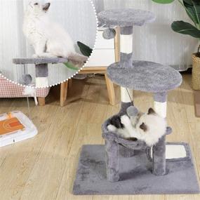 img 1 attached to petellow Cat Tree 29''/30'' with Scratching Posts & Perch Hammock - Small Cat Activity Tree for Small Cats Kittens - Beige/Grey