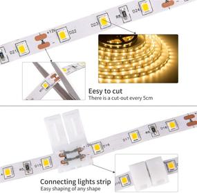 img 2 attached to 🔆 GUOTONG Warm White LED Light Strip - 16.4 FT 3000K Soft White Lights for Cabinets, Bedroom, Kitchen, Mirror & Closet - SMD 2835 with 300 Bright LEDs - 12V Rope Lighting Kit