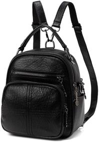 img 4 attached to 👜 Kasqo Convertible Shoulder Backpack: Stylish Girls Black Women's Handbag & Wallet Combo for Fashionable Versatility