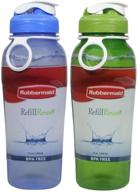 🚰 rubbermaid refill reuse chug water bottles: flip-top lid, bpa-free, 32oz, 2 pack – easy to carry with finger loop logo