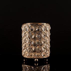img 2 attached to 🕯️ VINCIGANT Gold Cylinder Crystal Tea Light Candle Holders: Stunning Wedding and Home Decor Centerpieces