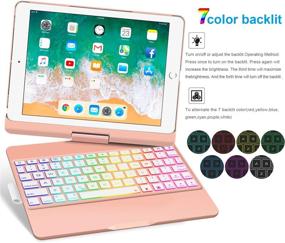 img 1 attached to 🌸 SZILBZ iPad Keyboard Case 9.7 - 6th Gen iPad 2018 & 5th Gen iPad 2017 - iPad Pro 9.7 - iPad Air 2&1 - 360 Rotatable & 180 Flip Ultrathin Keyboard - 7 Color Backlit - Auto Wake Sleep - Rose Gold