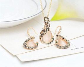 img 3 attached to 💎 Hithop Vintage Women's Peacock Waterdrop Rhinestone Pendant Necklace Earrings Crystal Jewelry Set