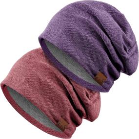 img 4 attached to 🧢 Syhood Slouchy Knit Beanie Hat Winter Warm Oversized Skull Cap for Men and Women - Set of 2 Pieces