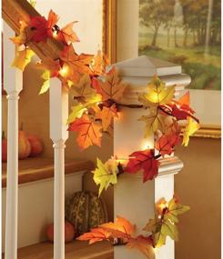 img 4 attached to 🍂✨ Enhance Your Fall Décor with the Vibrant Lighted Harvest Garland featuring Leaves and Amber Lights from Collections Etc.