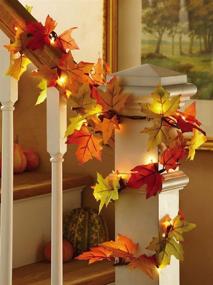 img 1 attached to 🍂✨ Enhance Your Fall Décor with the Vibrant Lighted Harvest Garland featuring Leaves and Amber Lights from Collections Etc.