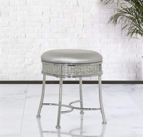 img 4 attached to 💎 Hillsdale Furniture Glam Backless Diamond Band Vanity Stool in Chrome