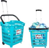 🛒 dbest products bigger gocart grocery cart: rolling shopping & laundry basket on wheels with telescopic handle - 1 pack (teal) логотип