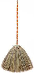 img 4 attached to 🧹 Vintage Retro Natural Grass Broom Handmade - SN SKENNOVA Asian Broom with Thai Pattern (Orange)