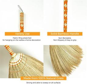 img 2 attached to 🧹 Vintage Retro Natural Grass Broom Handmade - SN SKENNOVA Asian Broom with Thai Pattern (Orange)