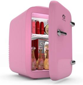 img 4 attached to 🌸 EDELWEISS Skincare Fridge, Mini Makeup Refrigerator, Cosmetic Beauty Fridge, Personal Kawaii Tiny Fridge, Small Breastmilk Fridge, Portable Design with Handle, Cute Gifts for Women, 4 Liter/6 Can Capacity, Pink