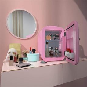 img 3 attached to 🌸 EDELWEISS Skincare Fridge, Mini Makeup Refrigerator, Cosmetic Beauty Fridge, Personal Kawaii Tiny Fridge, Small Breastmilk Fridge, Portable Design with Handle, Cute Gifts for Women, 4 Liter/6 Can Capacity, Pink