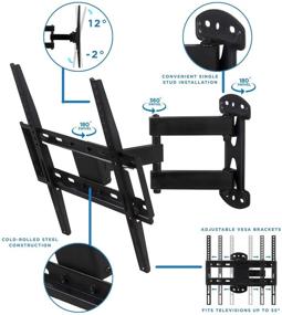 img 1 attached to 📺 Mount-It! Full Motion TV Wall Mount: Corner Bracket, VESA 400 x 400 Compatible, Swivel, Tilt - Fits 32-50 Inch TVs, 66 Lbs Capacity