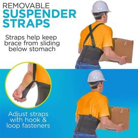 img 2 attached to 🛠️ BraceAbility Industrial Work Back Brace with Removable Suspender Straps - Lower Back Pain Protection Belt for Men & Women in Construction, Moving, and Warehouse Jobs (Size Large)