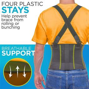 img 1 attached to 🛠️ BraceAbility Industrial Work Back Brace with Removable Suspender Straps - Lower Back Pain Protection Belt for Men & Women in Construction, Moving, and Warehouse Jobs (Size Large)