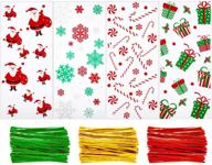 set of 100 christmas cellophane candy gift bags with 150 twist ties - perfect for christmas party treats, 4 logo