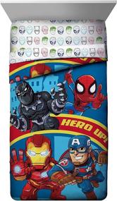 img 3 attached to 🛏️ Marvel Super Hero Adventures Double Team 4 Piece Twin Bed Set - Avengers-Themed Reversible Comforter & Sheet Set - Super Soft Microfiber - Fade Resistant - Official Marvel Product