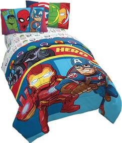 img 4 attached to 🛏️ Marvel Super Hero Adventures Double Team 4 Piece Twin Bed Set - Avengers-Themed Reversible Comforter & Sheet Set - Super Soft Microfiber - Fade Resistant - Official Marvel Product