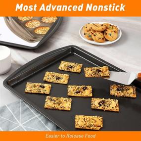 img 2 attached to 🍪 GIFBERA 2-Piece Nonstick Cookie Half Sheet Baking Pan Set - Double Coating, Warp Resistant, 17 x 11 Inch