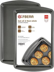 img 4 attached to 🍪 GIFBERA 2-Piece Nonstick Cookie Half Sheet Baking Pan Set - Double Coating, Warp Resistant, 17 x 11 Inch