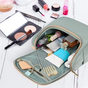 img 1 attached to 💚 Green Hand-Portable Makeup Bag for Women - Travel Cosmetic Bag for Girls with Large Toiletry Organizer