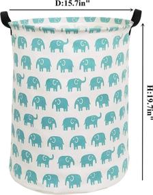 img 3 attached to HIYAGON Large Canvas Storage Basket with Handles - Collapsible Laundry Hamper and Toy Storage Bin for Kids Room, Nursery - Blue Elephant Design - 19.7×15.7