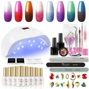 img 4 attached to 💅 Набор UV/LED лампы для ногтей мощностью 36 Вт с набором геля, меняющего цвет - 8 штук коллекция осень-зима: Набор гелевого лака, меняющего настроение под воздействием температуры для снятия маникюра - набор гелевого лака для ногтей