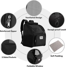 img 2 attached to 🐾 Black Pet Carrier Backpack with Safety Features, Cushion Back Support for Large/Small Cats and Dogs, Puppies - Ideal for Travel, Hiking, Outdoor Use