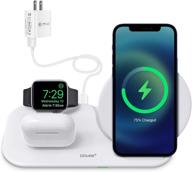 🔌 dduan 3 in 1 wireless charger dock: fast charging station compatible for apple watch, airpods, and iphone 12/11/xr/xs, samsung - 18w adapter included logo